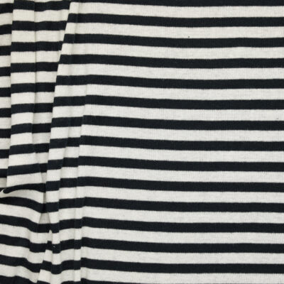 Organic Cotton & Poly 1x1 Stripe Rib - Black + Natural