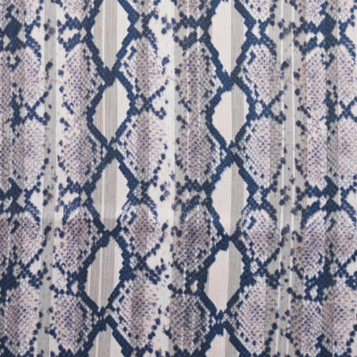 Satin Ribbon Snake Print Chiffon - Pink/ Blue