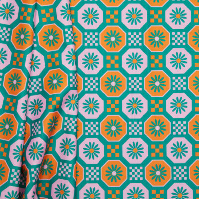 Recycled Polyester Floral Check Swimwear - Green/ Multicolour