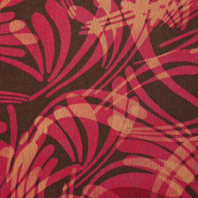 100% Polyester Textured Printed Chiffon - Red