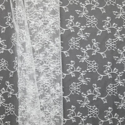 Embroidered Flower Lace - White