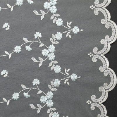 Embroidered Floral Net Lace - Baby Blue