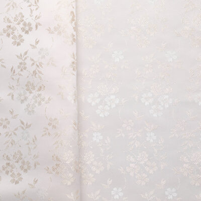 Floral Embroidered Satin - Pink/ Beige