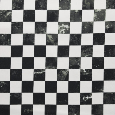 100% Silk Twill Checkerboard Print - Black + White