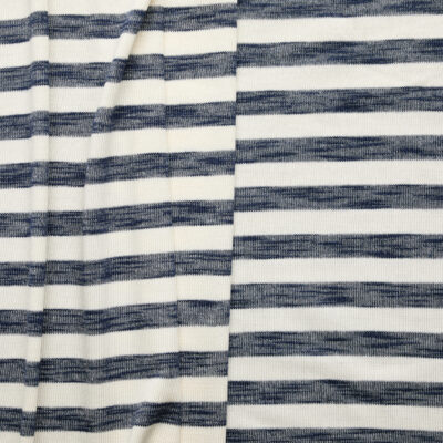 Lady McElroy Stripe Poly Viscose Jersey - Denim Blue