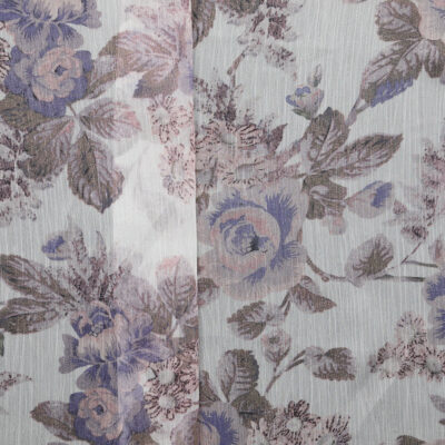 Amos Floral Print Crepe - White/ Purple