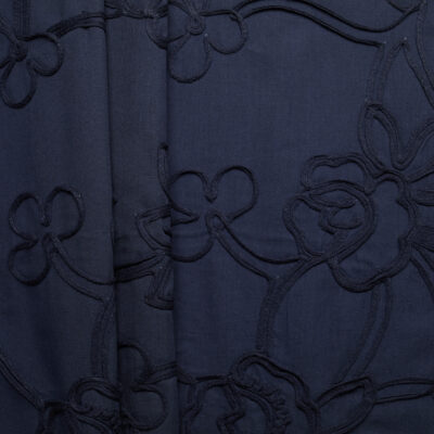 Floral Cord Embroidery - Deep Navy