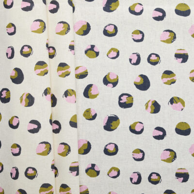 Cotton Linen 'Devonstone' Dots Print - Beige/ Multi