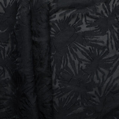Nightflower Polyester Rayon Burnout - Black