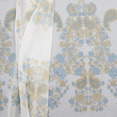 Rebecca Paisley Printed Georgette - Beige/ Cornflower