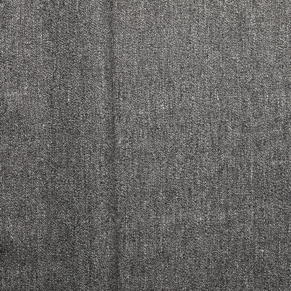 Grey speck hemp cotton blend woven fabric, flat lay showing surface texture and tonal fibre mix