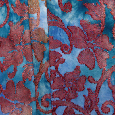 Tie-dye Jacquard Stretch Knit - Blue/ Maroon