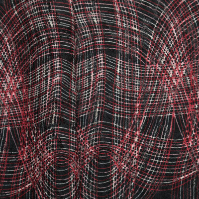 "Lloyd Wright" Printed Stretch Lace - Black/ Red