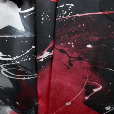 Silk Viscose Burnout - Black/ Red/ White