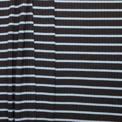 Stripe Rib 16x6mm - Chocolate/ Ciel