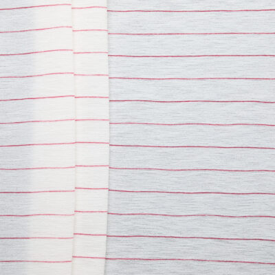 Wool Polyamide Stripe Jersey (Circular) - Red/ Undyed