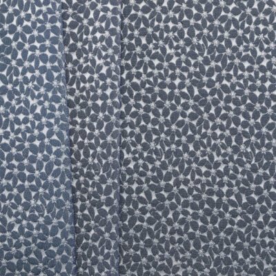 Stretch Floral Brocade - Deep Blue