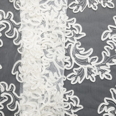 Ribbon Embroidered Tulle 'Jess' - Light Ivory